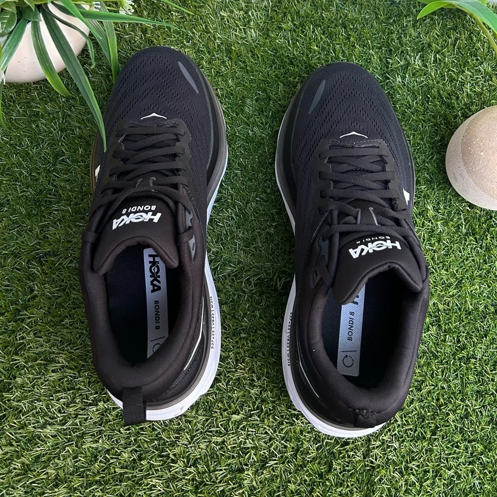 HOKA BONDI 8 Running black and white Shoe women size 12.5 2E new/no box